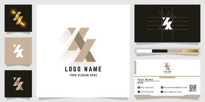 Letter XX or KX monogram logo with business card design vector