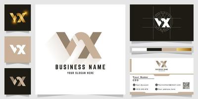 Letter VX or NX monogram logo with business card design vector