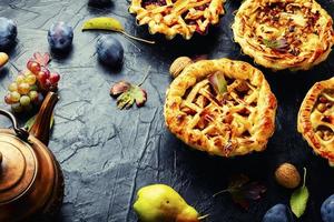 Rural pies baked with fruits photo