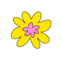 fleur rétro jaune png