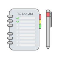 To do list sheet notepad planner, checklist notebook with pen. vector