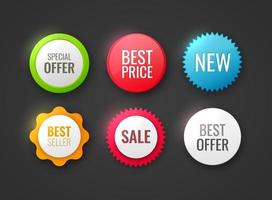Collection of promo badges. New offer, best choice, best price and premium tags. vector