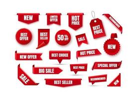 New Offer tag isolated on white. Red circle banner. vector