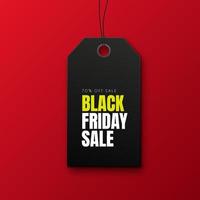 banner de venta de viernes negro con una etiqueta de precio negra aislada vector