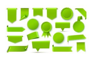 Green realistic blank tags isolated on white background. vector