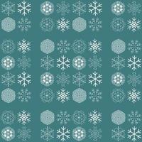 Vector pattern with snowflakes on green background. Winter background. EPS8