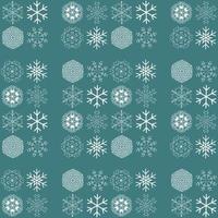 Vector pattern with snowflakes on green background. Winter background. EPS8