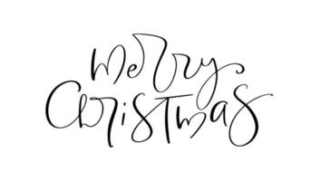 Merry Christmas hand lettering calligraphy text isolated on white background. Vector holiday illustration element Quote. Xmas script calligraphic phrase