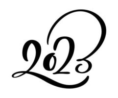 caligrafía vintage vector letras dibujadas a mano número negro texto 2023. tarjeta de felicitación de feliz año nuevo. diseño de ilustración de navidad