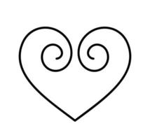 signo de logotipo de corazón monoline de amor de navidad dibujado a mano. pareja de símbolos de ilustración romántica vectorial y boda. elemento plano de diseño de caligrafía del día de san valentín. para tarjeta de felicitación, invitación vector