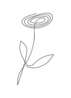 Flower rose vector one line art logo. Minimalist contour drawing monoline. Continuous line artwork for banner, book design, web illustration