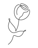 Flower tulip vector one line art logo. Minimalist contour drawing monoline. Continuous line artwork for banner, book design, web illustration