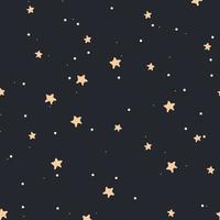 un patrón en el cielo estrellado, un dibujo a mano. cielo azul con estrellas amarillas. adecuado para la impresión en textiles y papel. envoltorio de regalo y ropa de cama. vector