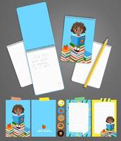 Back to school printable set with pupils. vector