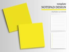 Template of notebook cover and papers. vector