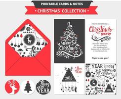 Merry Christmas printable set. vector