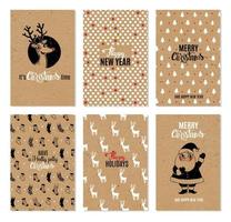 tarjetas imprimibles vectoriales dibujadas a mano de navidad. vector