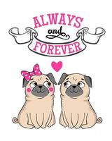 Greeting Card with funny Pug vector