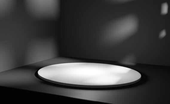 pedestal redondo simple para la presentación de productos. Escena de renderizado 3d con podio blanco vacío. fondo de maqueta de plataforma foto