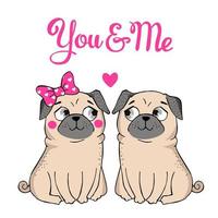 Greeting Card with funny Pug vector
