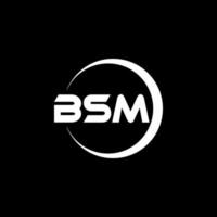 BSM letter logo design in illustration. Vector logo, calligraphy designs for logo, Poster, Invitation, etc.