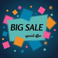 Big sale special offer banner with ribbon. Vector background with colorful design elements. Vector illustration.