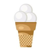 Vector illustration of ice cream. Waffle cup with three ice cream balls.