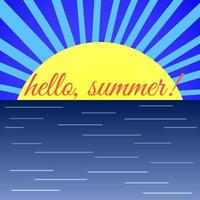 Sunrise on Sea and the Word Hello Summer vector