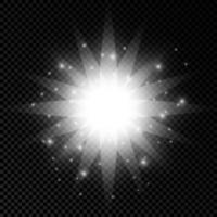 Light effect of lens flares. White glowing lights starburst effects with sparkles on a transparent background. Vector illustration