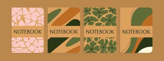 conjunto de plantillas de portátiles con motivos florales dibujados a mano. hermoso diseño para cuadernos, planificadores, folletos, libros, catálogos vector