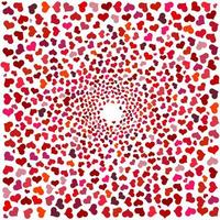 Abstract background with red hearts. Swirling red hearts on a white background. Vector valentine and wedding illustration.