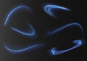 Blue glowing shiny lines effect vector background. Luminous white lines of speed. Light glowing effect. Light trail wave, fire path trace line and incandescence curve twirl.