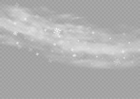 nieve y viento. elemento decorativo degradado blanco.ilustración vectorial. invierno y nieve con niebla. viento y niebla. vector