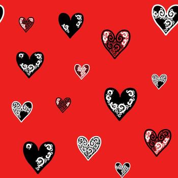 Seamless pattern with hand drawn hearts with celtic ornament,surface pattern template,valentines decoration,print can be used for wallpaper,background,wrapping paper,cover,fabric design,postcard vector