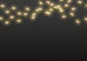 luces de navidad aisladas. guirnalda brillante de navidad para el año nuevo y la navidad. efecto de luz. ilustración vectorial vector