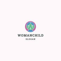 Woman child logo icon design template vector illustration