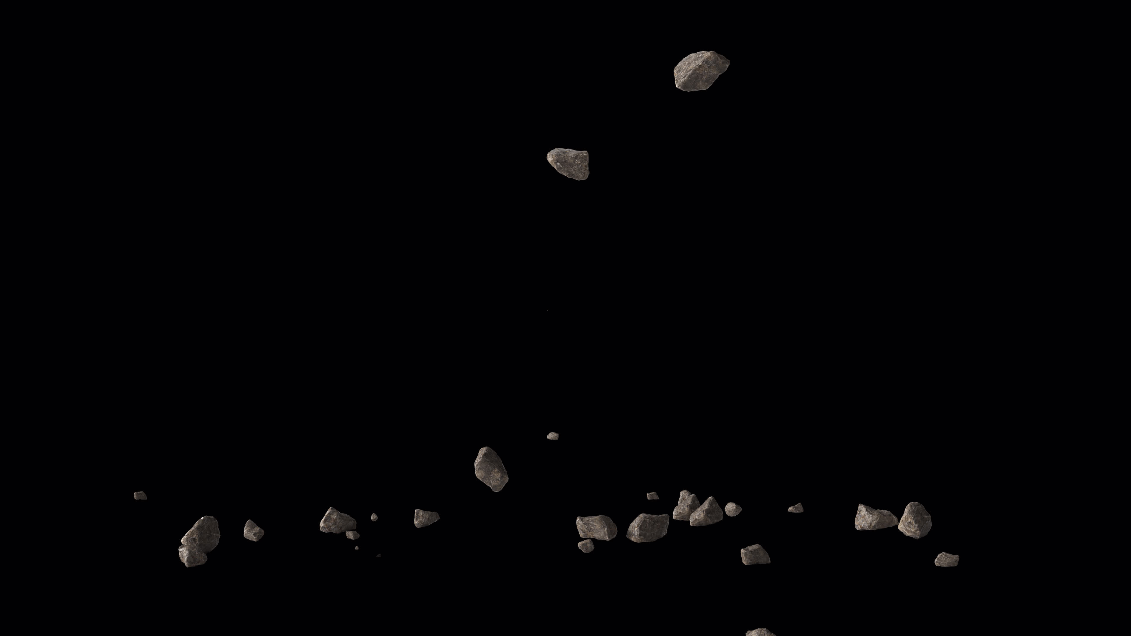 Different sizes of rocks stones debris falling from sky. Landslide