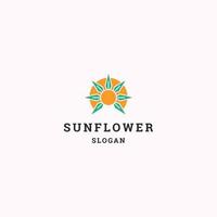 Sun flower logo icon flat design template vector