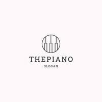 The piano logo icon flat design template vector