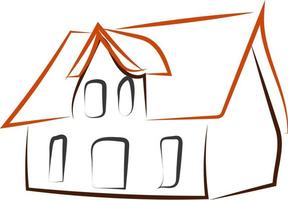 House drawing, illustration, vector on white background.