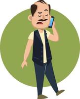 Man talking on cellphone, illustration, vector on white background.