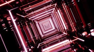 4K loop Animation. Endless abstract futuristic tunnel with multicolored neon lights background video