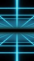 4K vertical animation loop. Endless grid corridor with glowing blue lights video