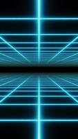 4K vertical animation loop. Endless grid corridor with glowing blue lights video