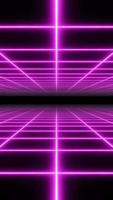 4K vertical animation loop. Endless grid corridor with glowing purple lights video