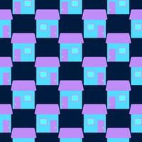 Blue house,seamless pattern on dark blue background. vector