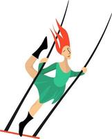 Female trapeze artist, illustration, vector on white background.