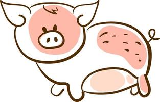 Pig drawing, illustration, vector on white background.