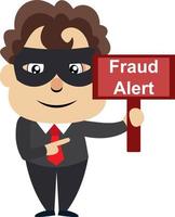 Man with fraud sign, illustration, vector on white background.