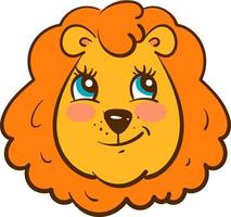 Happy head of a lion , illustration, vector on white background